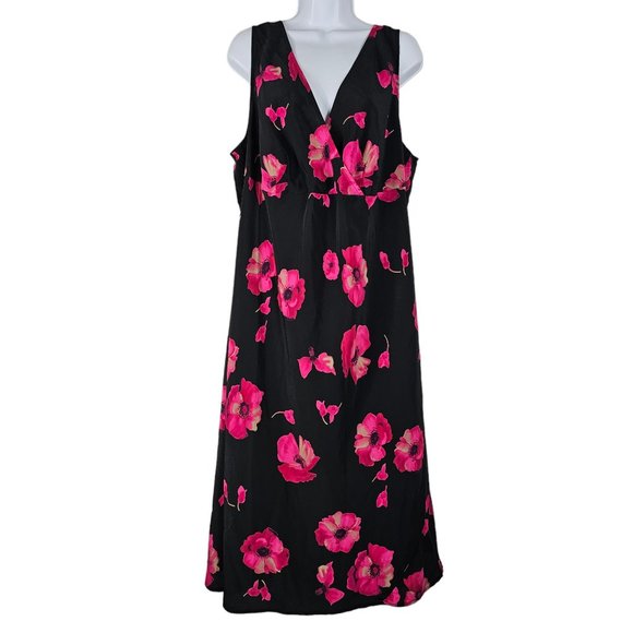 Venezia Dresses & Skirts - Venezia 2x Black & Pink Sleeveless Flowy Plus Size Midi Dress